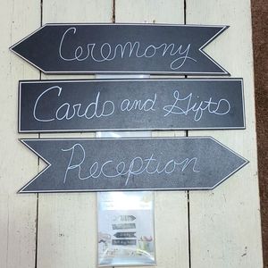 Cardboard chalk signs wedding signs arrow